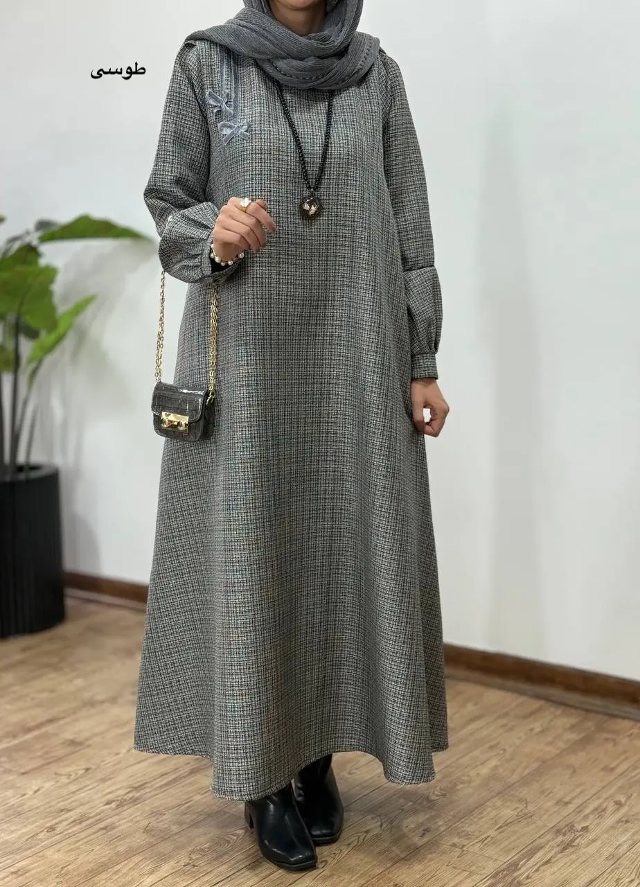 پیراهن مانتویی سوپر کلوش پاییزه پاپیون